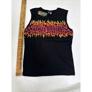 Harley Davidson Women's Sleeveless T-Shirt Sz Large Black Harley Logo NWT